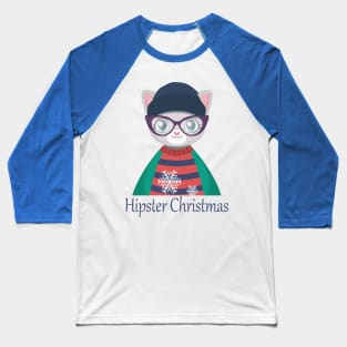 Merry christmas and Happy new year _ Hipster Christmas cat lover with glasses Baseball T-Shirt
